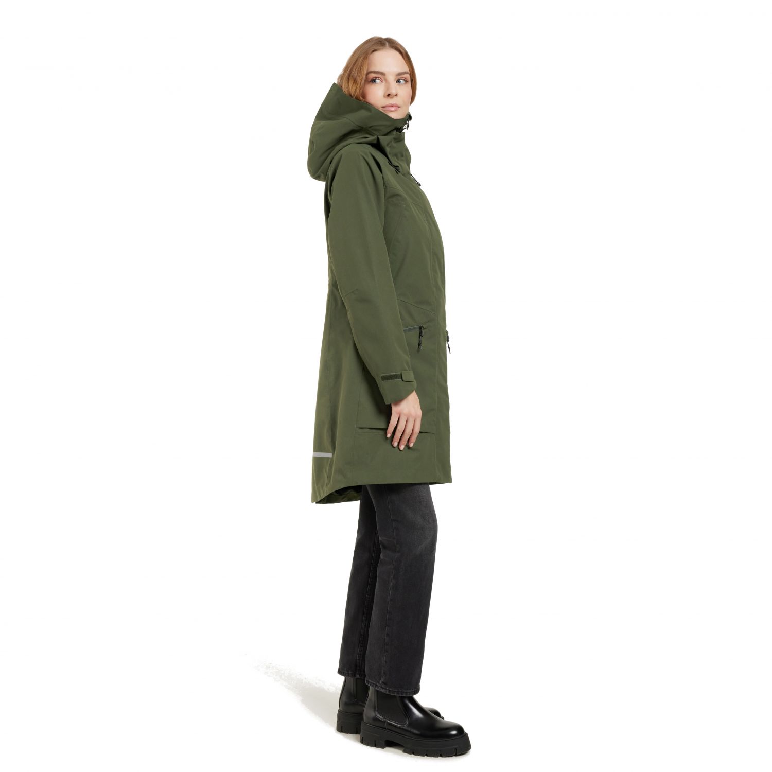 Didrisons Ilma, rain coat, women, deep green