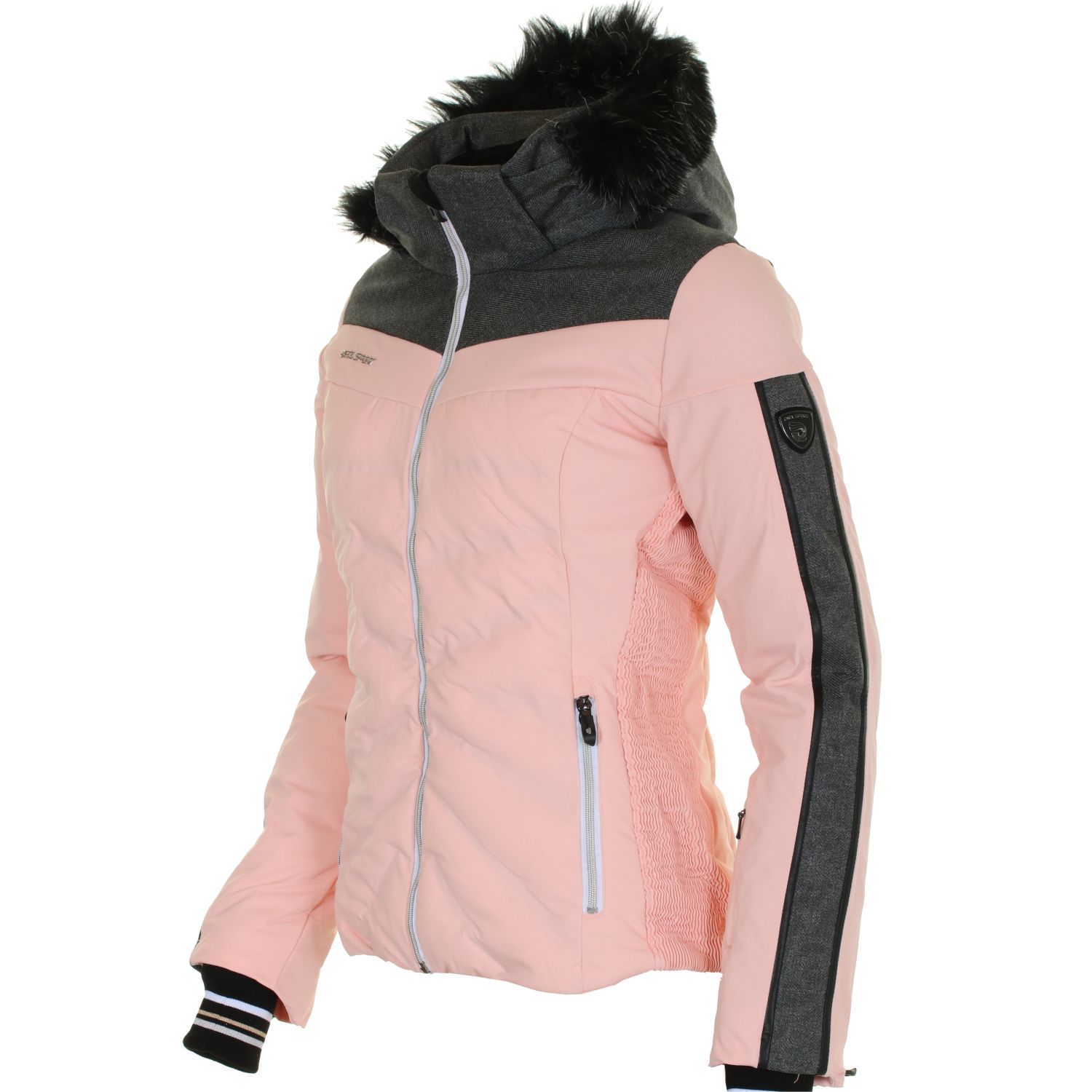 pink fur ski jacket