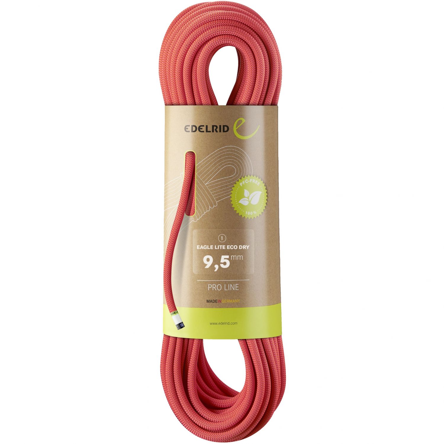 Edelrid Eagle Lite Eco Dry 9,5mm, horolezecké lano, neon coral