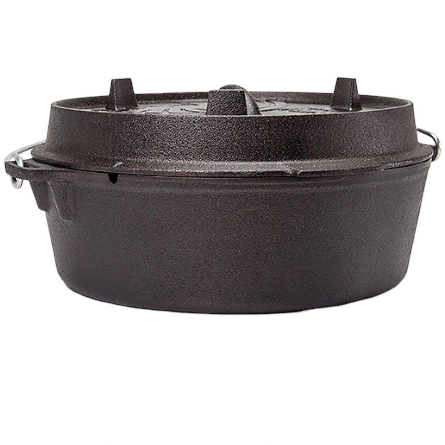 Forno holandês FT1 da Petromax, plano, panela de ferro fundido, preto