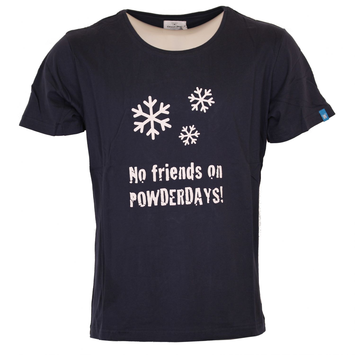 Grand Dog t-shirt, No friends on powderdays, navy