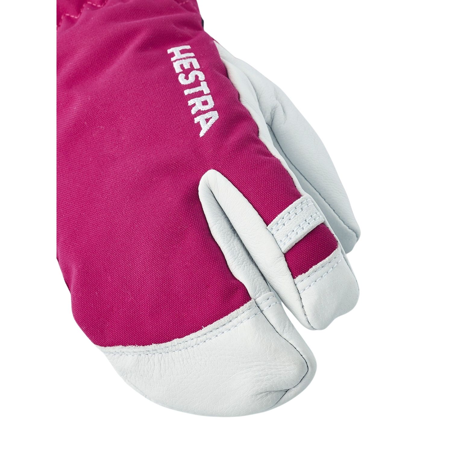 Guantes de esquí Hestra Army Leather Heli Ski, 3 dedos, junior, rosa