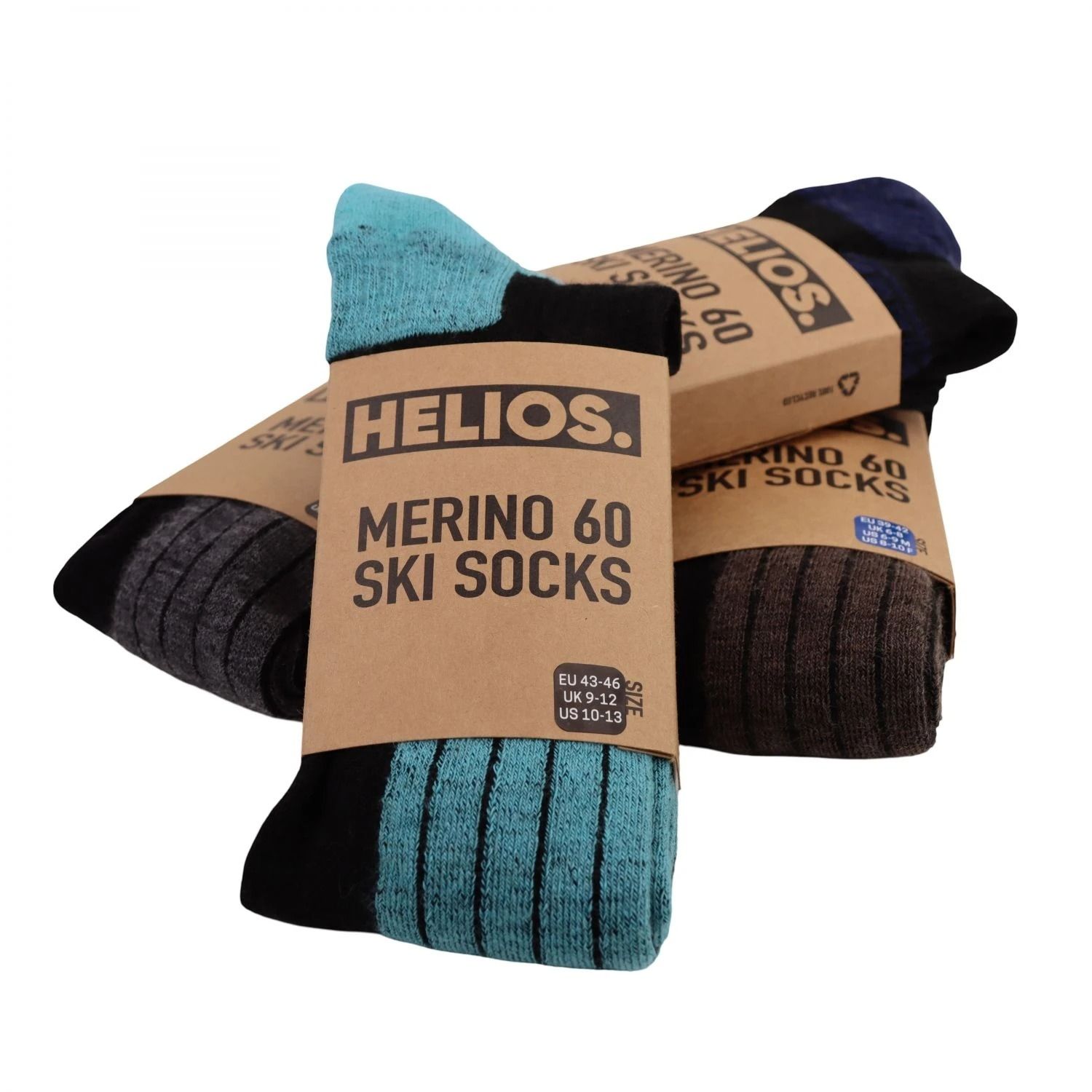 Helios Merino One 60, calcetines de esquí, 2 pares, azul claro