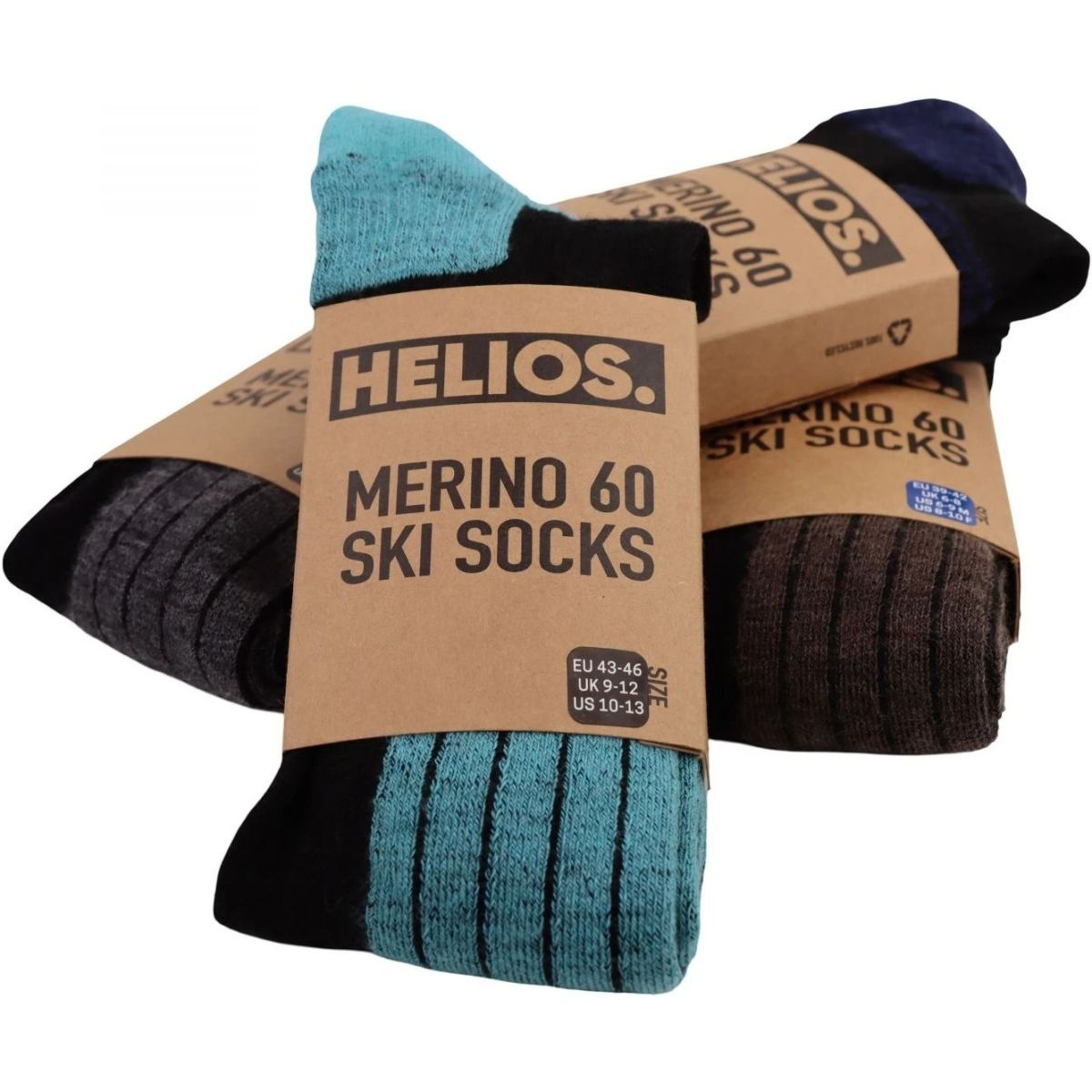 Helios Merino One 60, Skidstrumpor, 2 par, Ljusblå