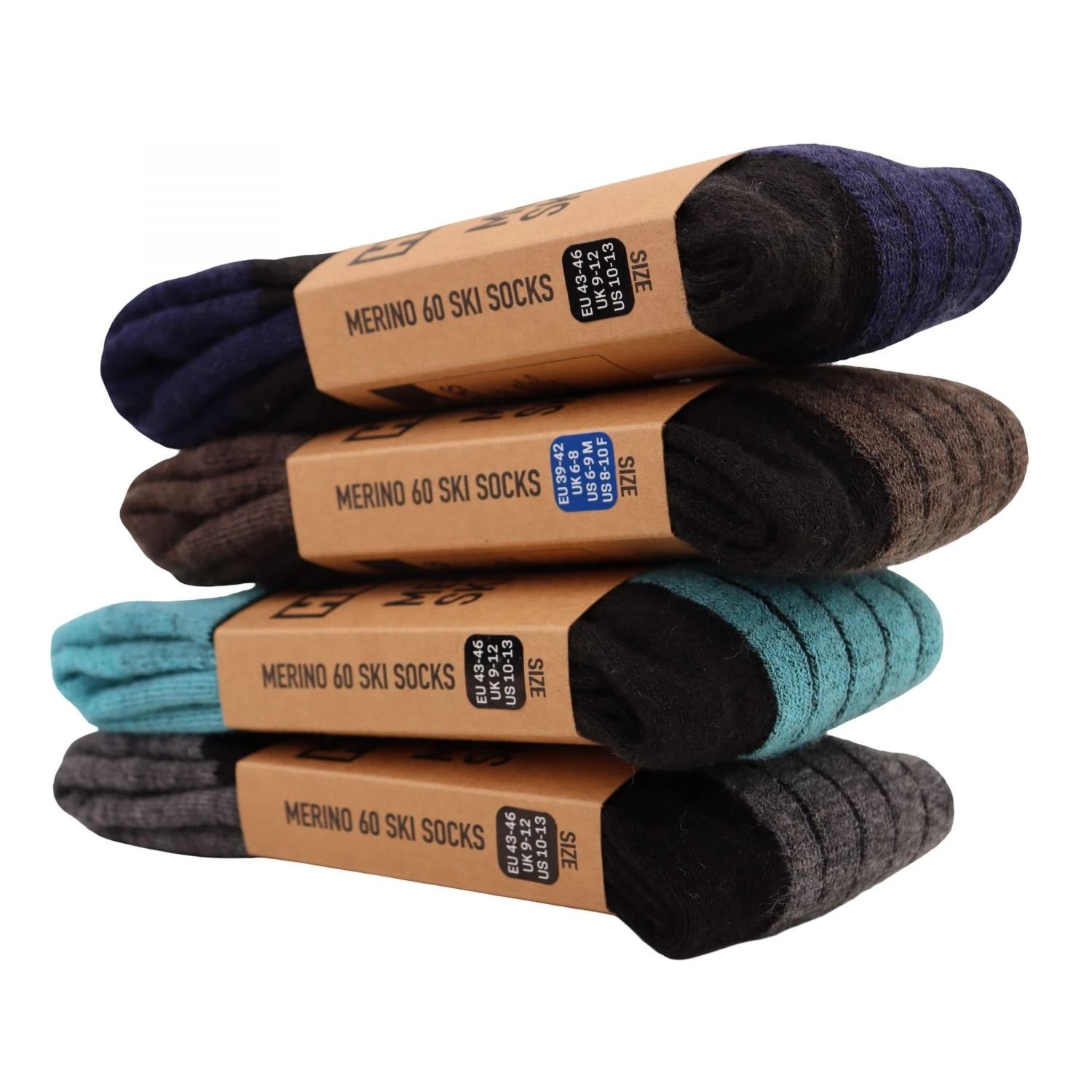 Helios Merino One 60, Skidstrumpor, 2 par, Svart