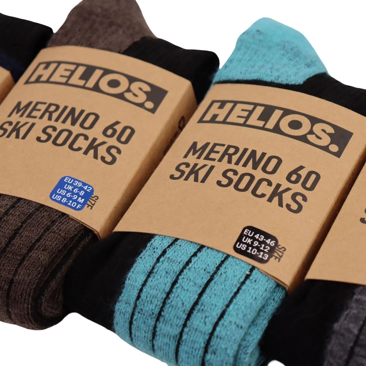 Helios Merino One 60, skisokken, 2 paar, lichtblauw