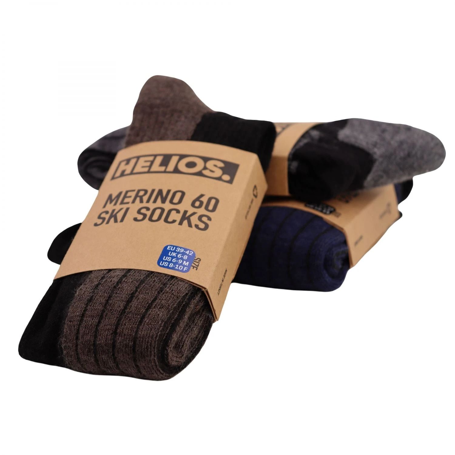 Helios Merino One 60, sízokni, 2 pár, barna