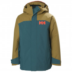 Helly Hansen Level, kurtka narciarska, juniorska, ciemnozielony/brązowy