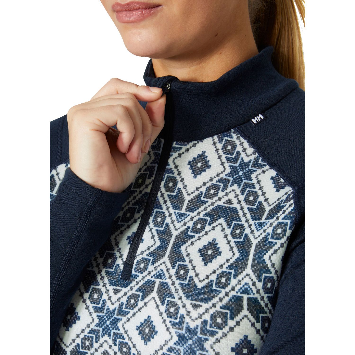 Helly Hansen Lifa Merino Merino Midweight Graphic 1/2 Zip, mulher, azul marinho