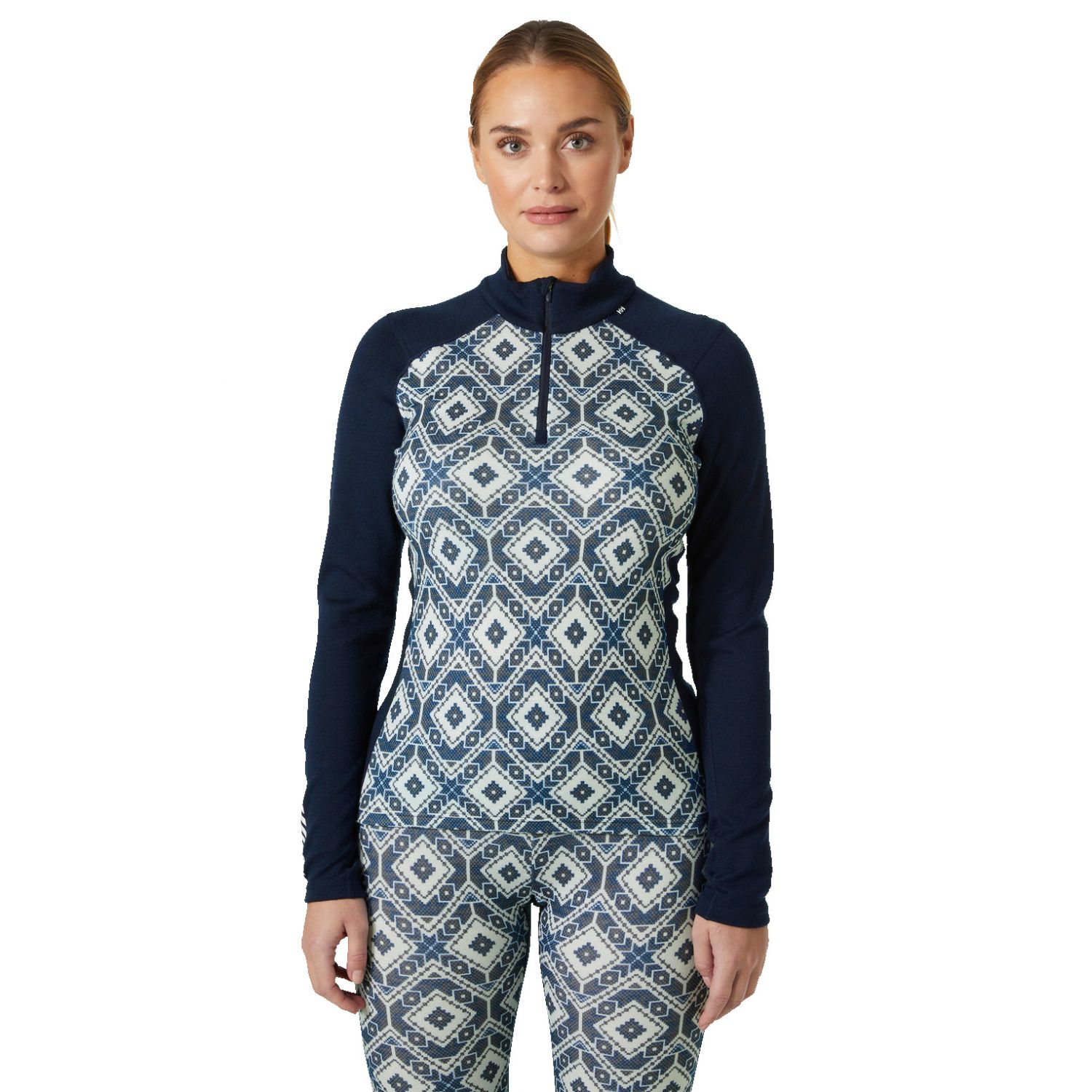 Helly Hansen Lifa Merino Merino Midweight Graphic 1/2 Zip, mulher, azul marinho