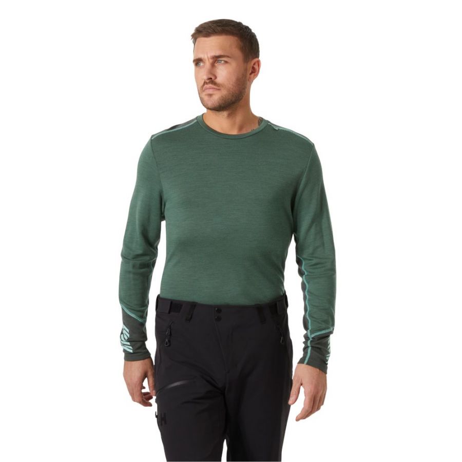 Helly Hansen Lifa Merino Midweight Crew, homme, vert foncé