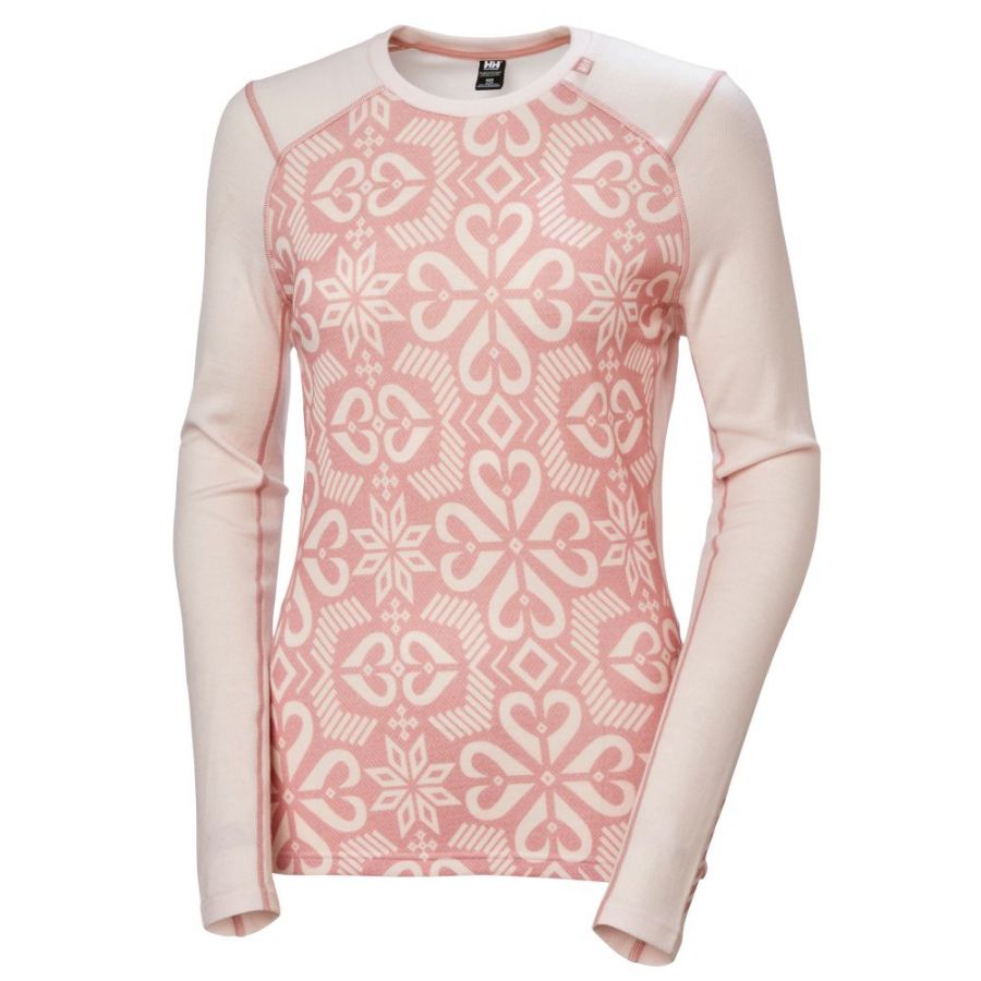 Helly Hansen Lifa Merino Midweight Graphic Crew, dame, lyserød