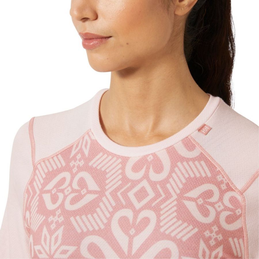 Helly Hansen Lifa Merino Midweight Graphic Crew, dame, lyserød