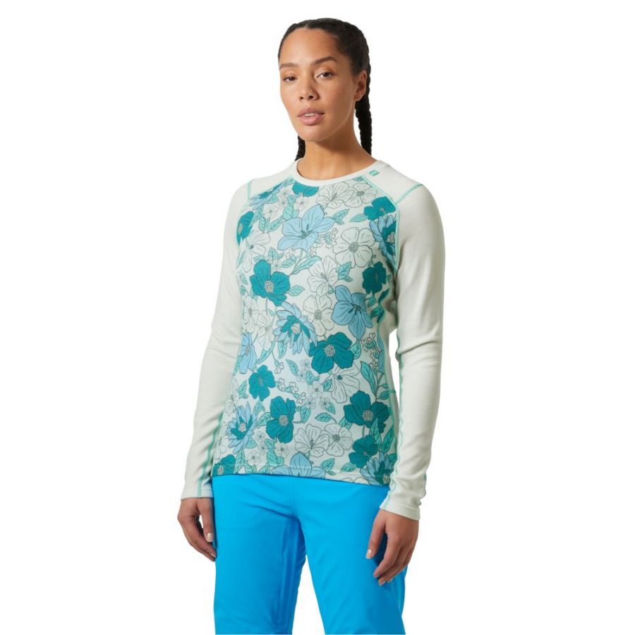 Helly Hansen Lifa Merino Midweight Graphic Crew, pentru femei, verde deschis