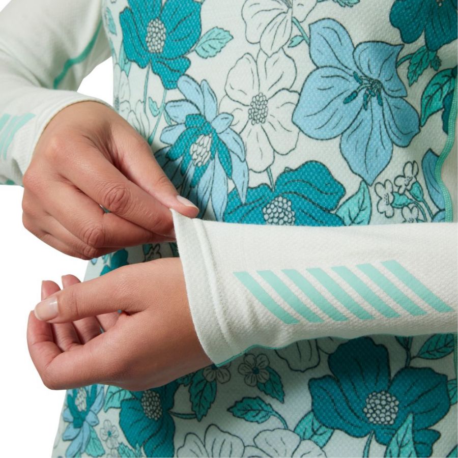 Helly Hansen Lifa Merino Midweight Graphic Crew, women, seafoam floral aop