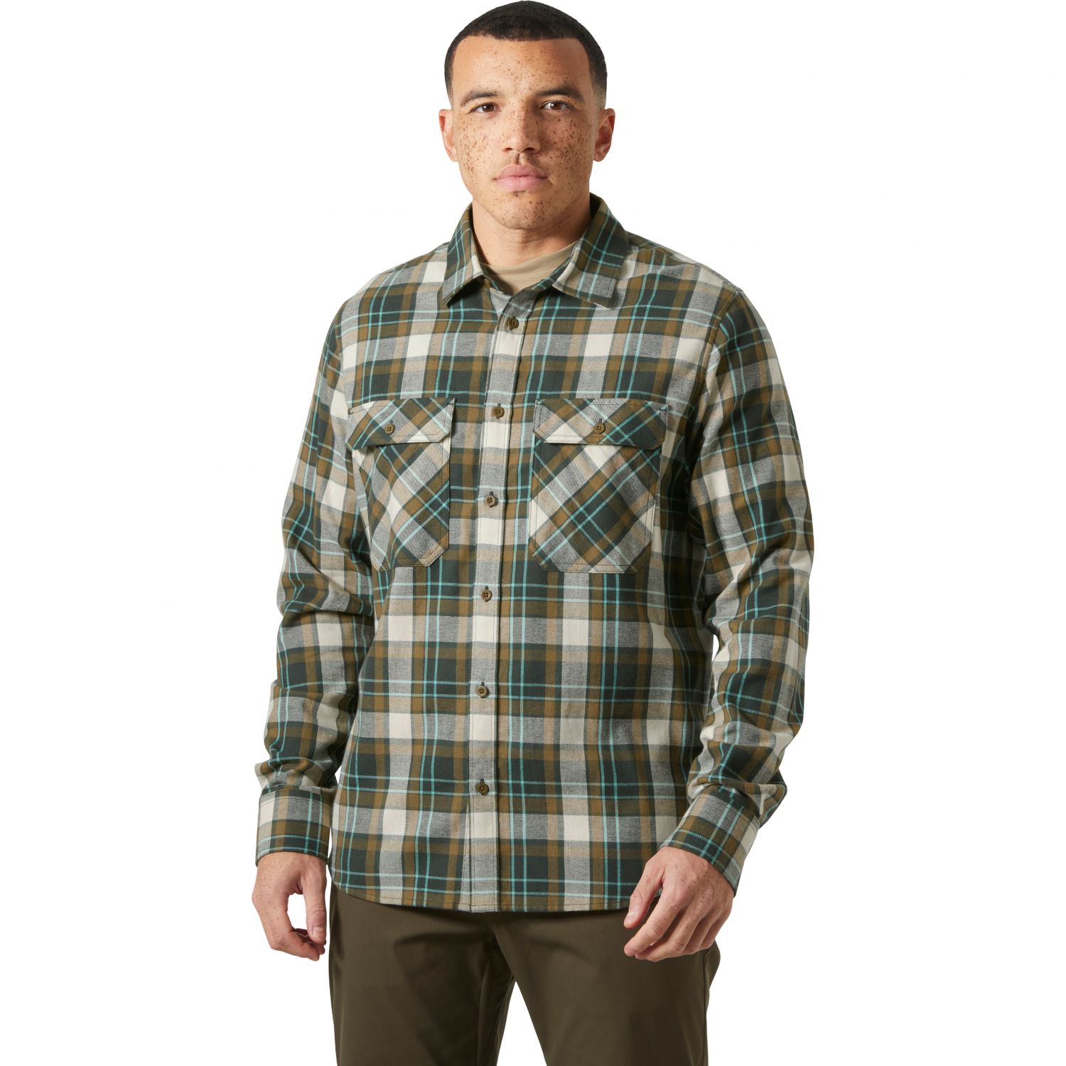 Helly Hansen Lokka Flannel LS Shirt, košeľa, pánska, zelená/hnedá