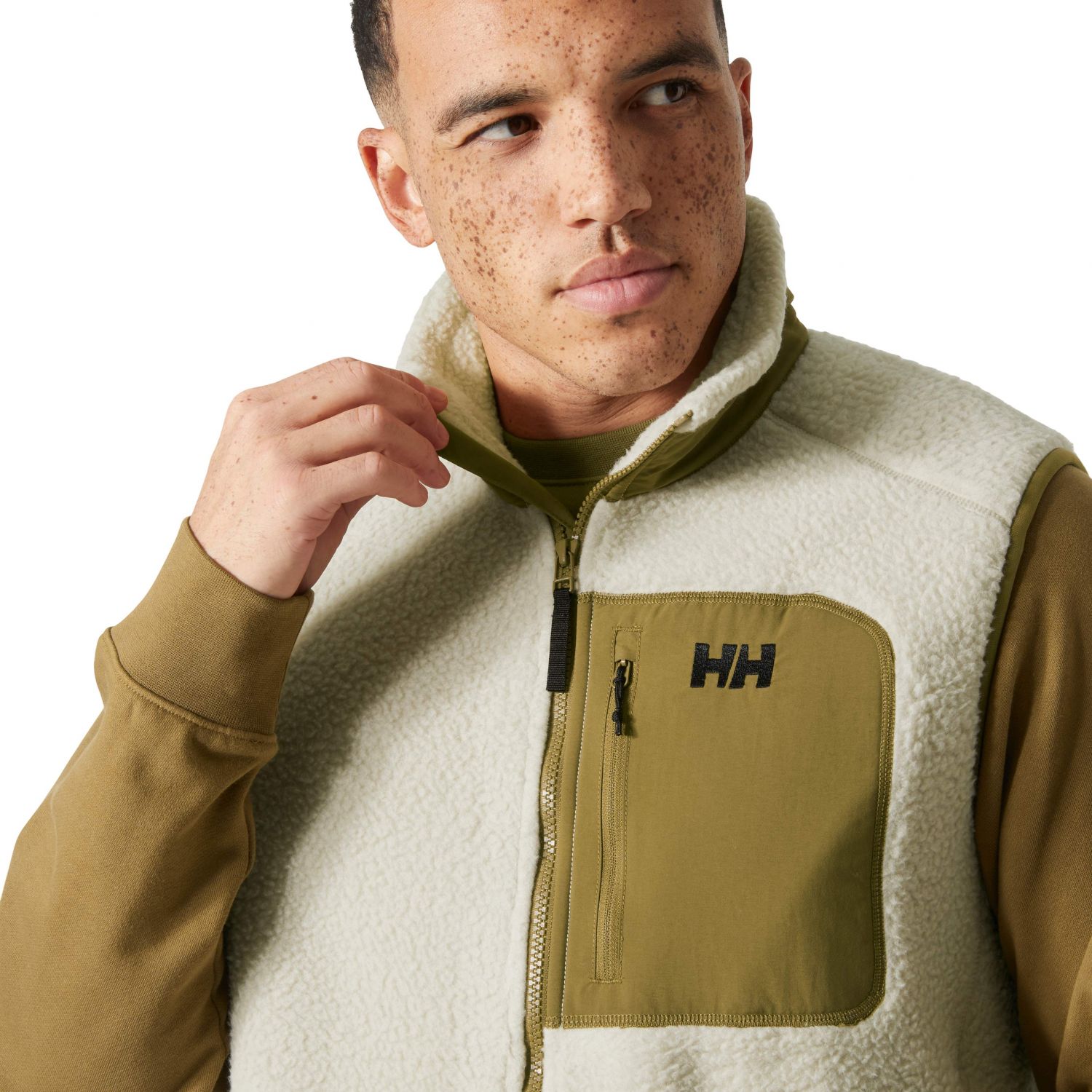 Helly Hansen Panorama Pile Block, fleecová vesta, pánska, béžová