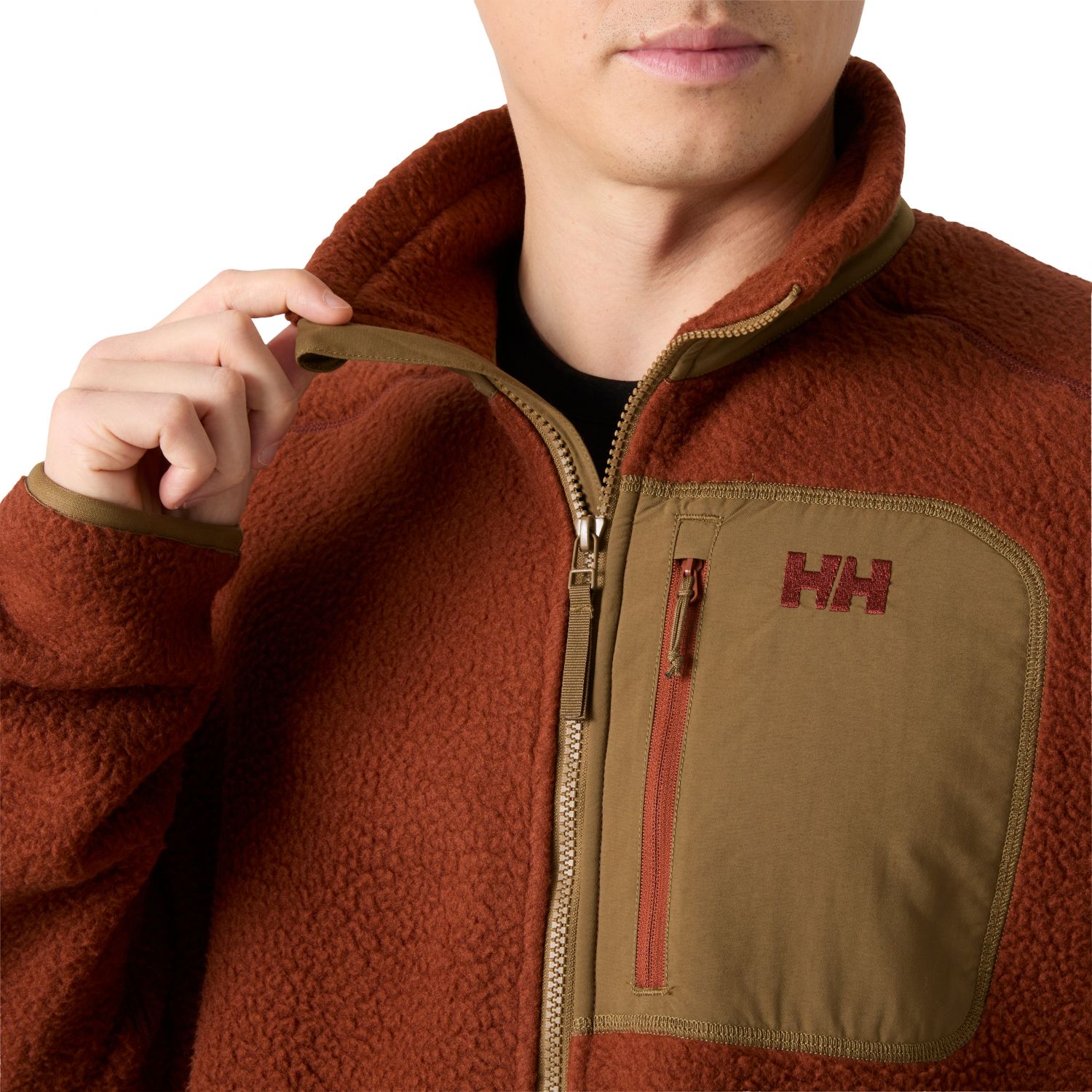 Helly Hansen Panorama Pile Block, jaqueta de fleece, masculino, marrom