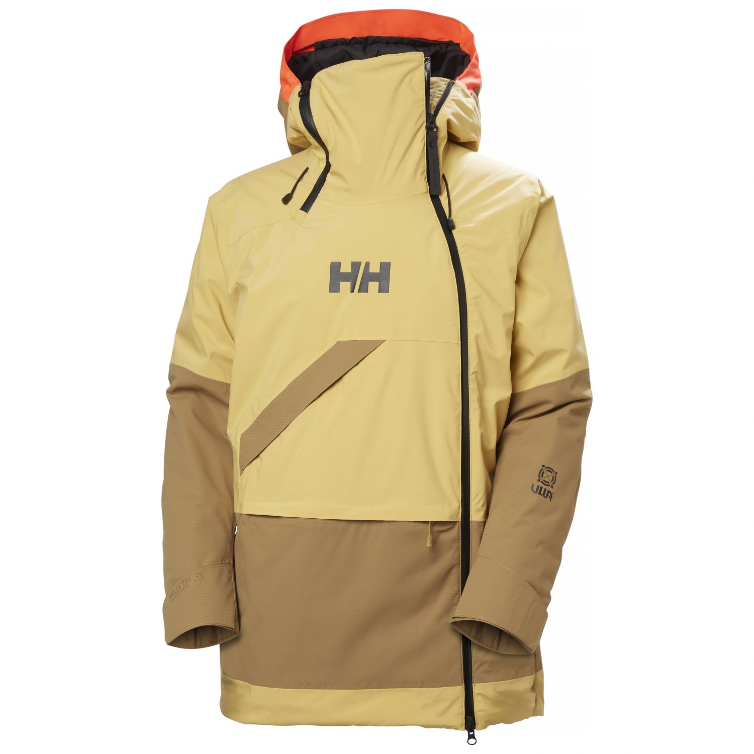 Helly Hansen Powchaser Asymmetric, hiihtotakki, nainen, vaaleanruskea/keltainen