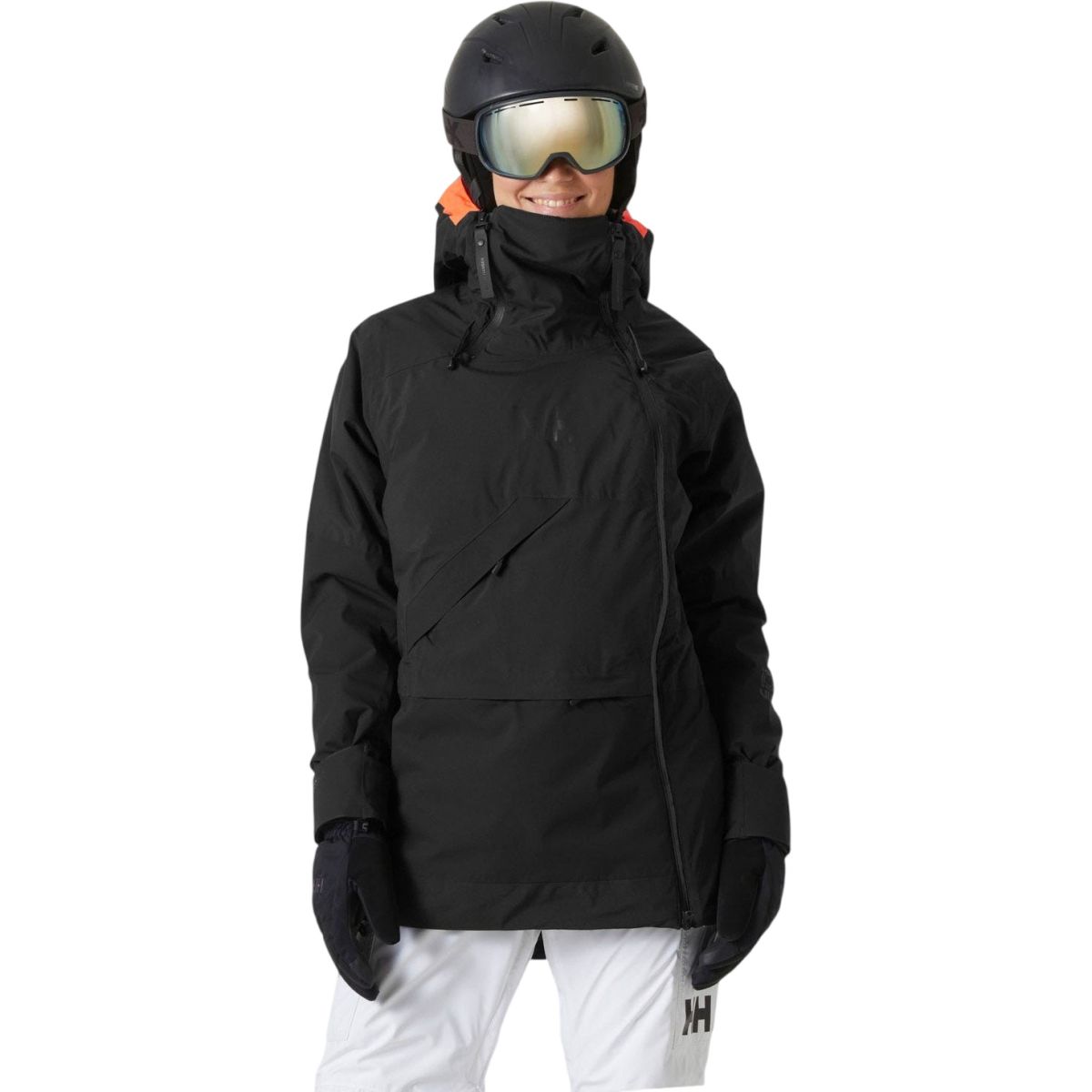 Helly Hansen Powchaser Asymmetric, manteau de ski, femmes, noir