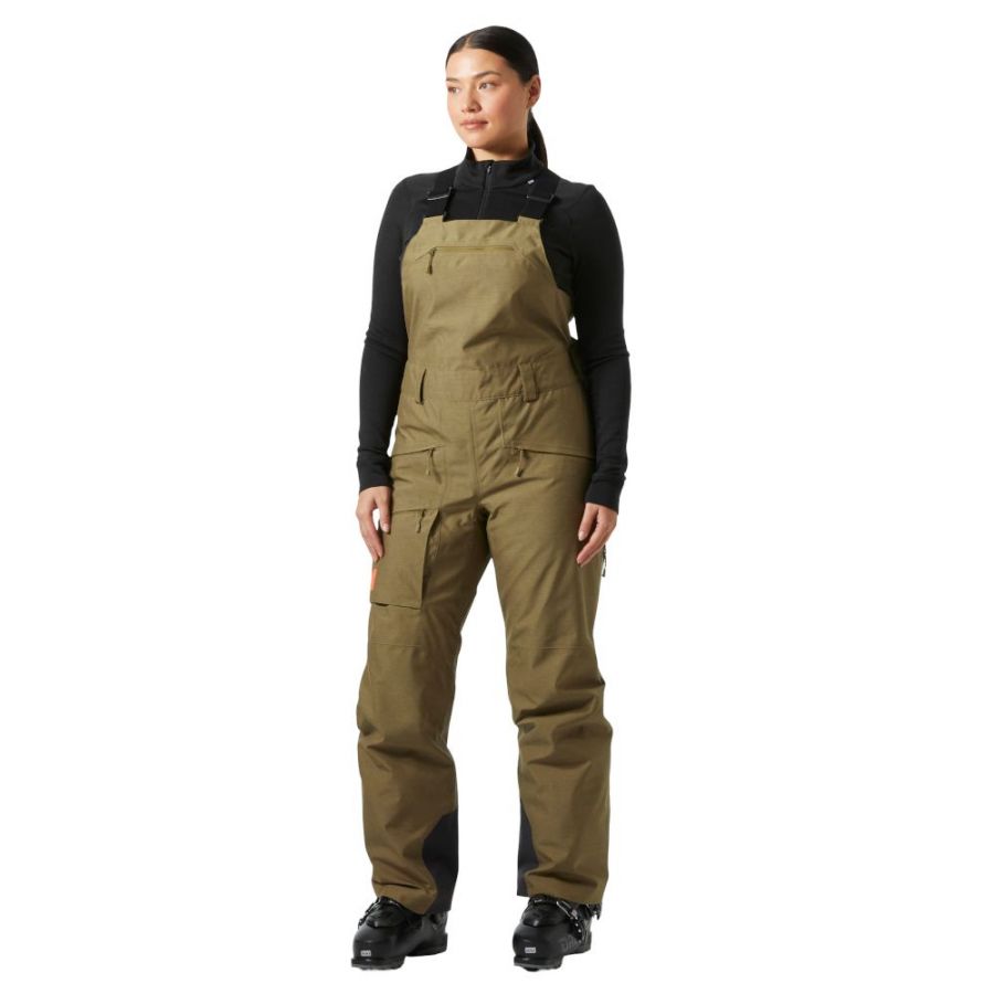 Helly Hansen Powderqueen Bib 2.0, spodnie narciarskie, damskie, br?zowy