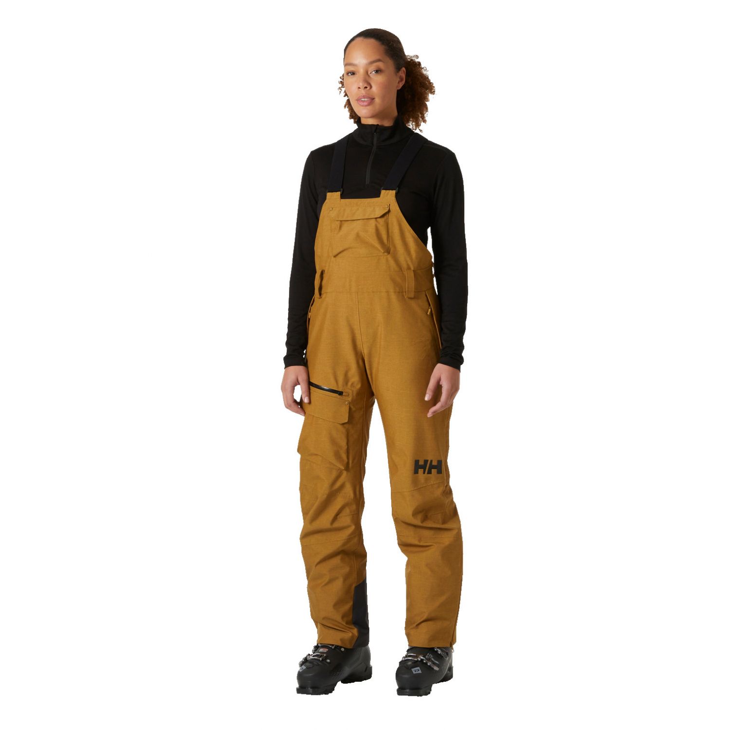 Helly Hansen Powderqueen Bib, pantalons de ski, femmes, marron clair