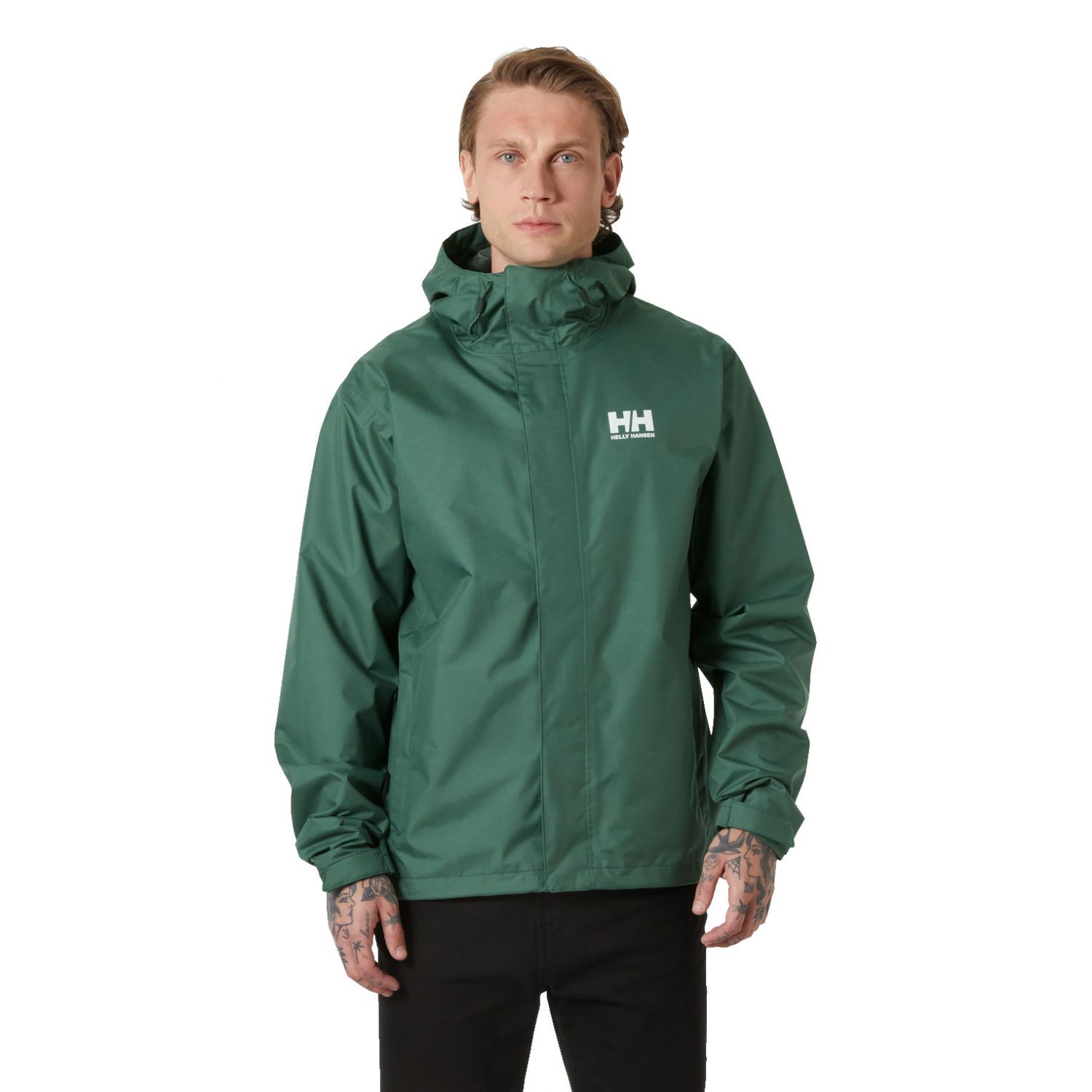 Helly Hansen Seven J, jachetă de ploaie, bărbați, verde închis