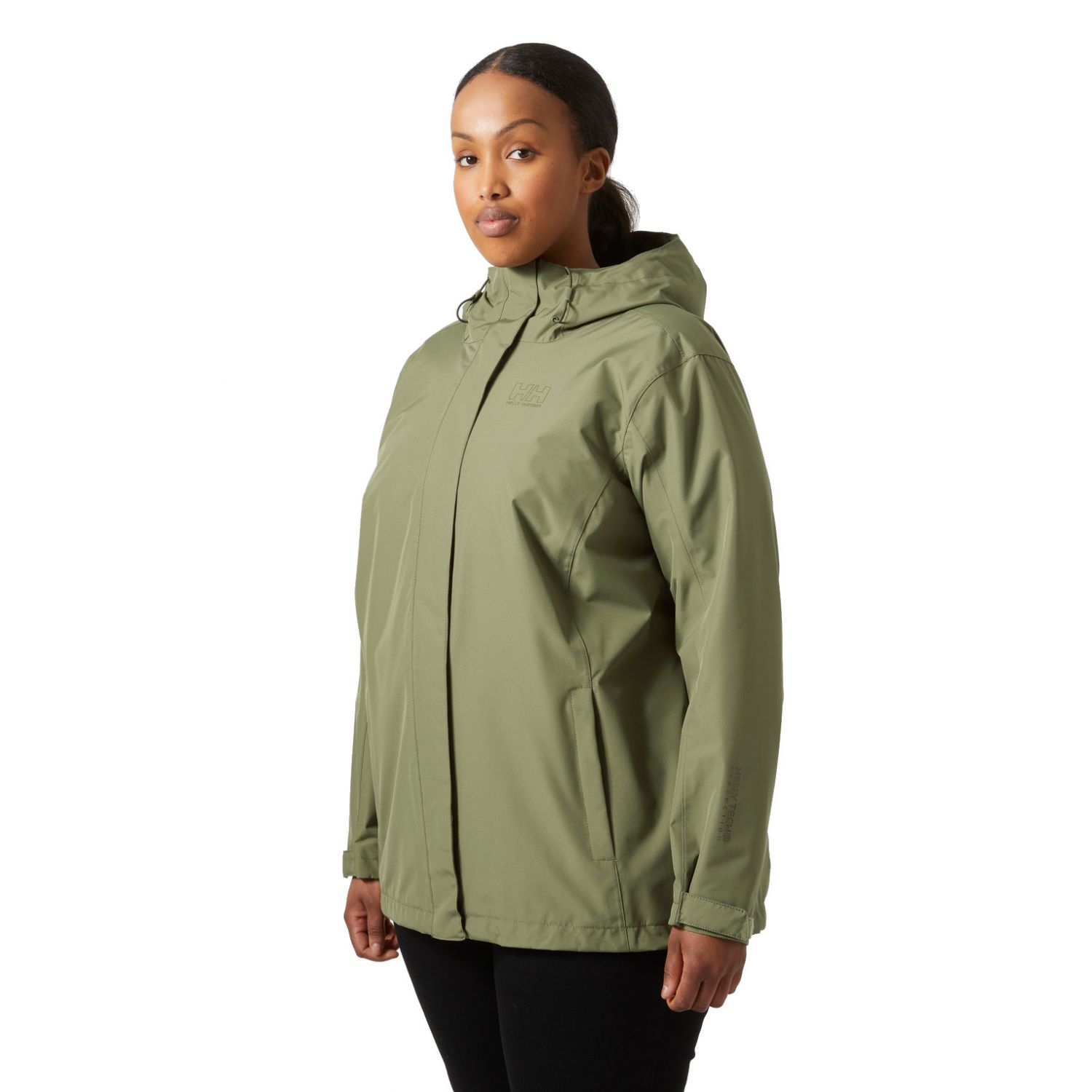 Helly Hansen Seven J Plus, giacca da pioggia, donna, taglie forti, verde