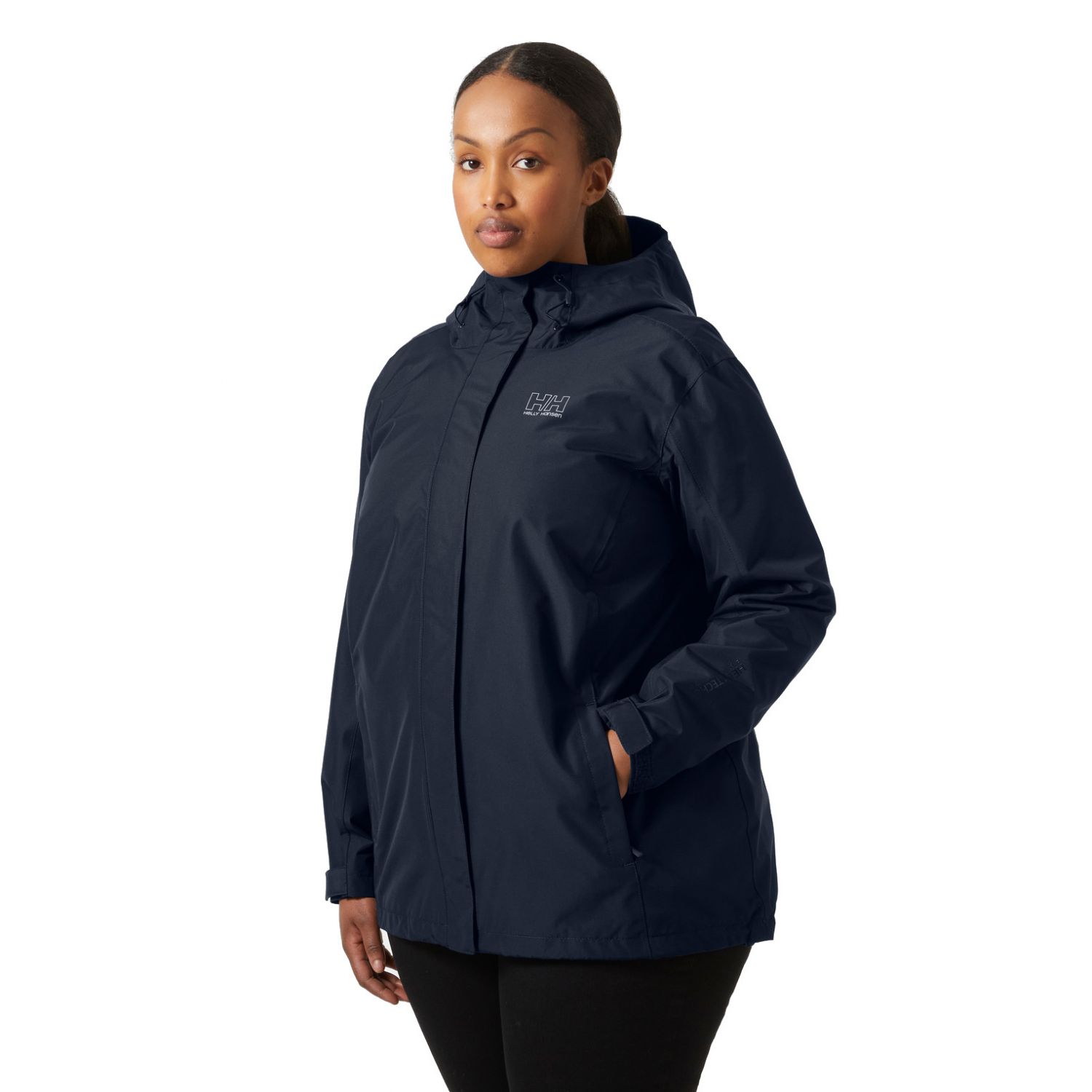 Helly Hansen Seven J Plus, kurtka przeciwdeszczowa, damska, plus size, navy