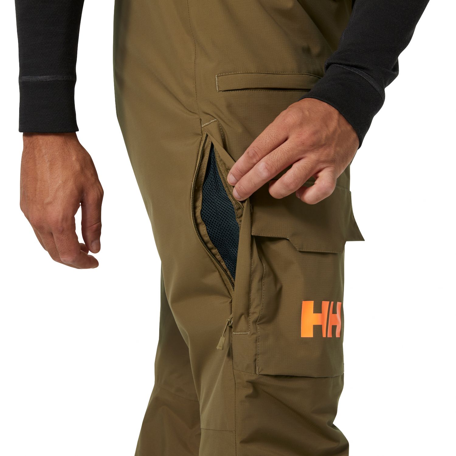 Helly Hansen Sogn Bib Cargo, calças de esqui, masculino, marrom