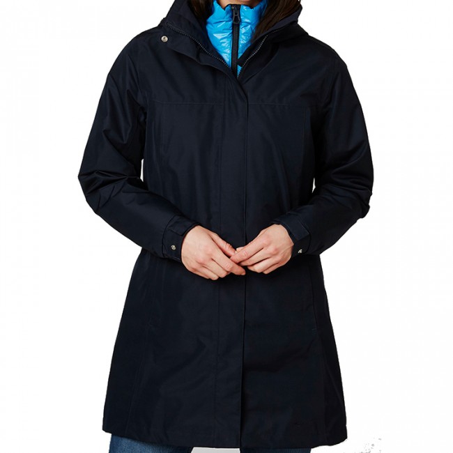 Helly Hansen Aden Long, giacca antipioggia da donna, blu navy