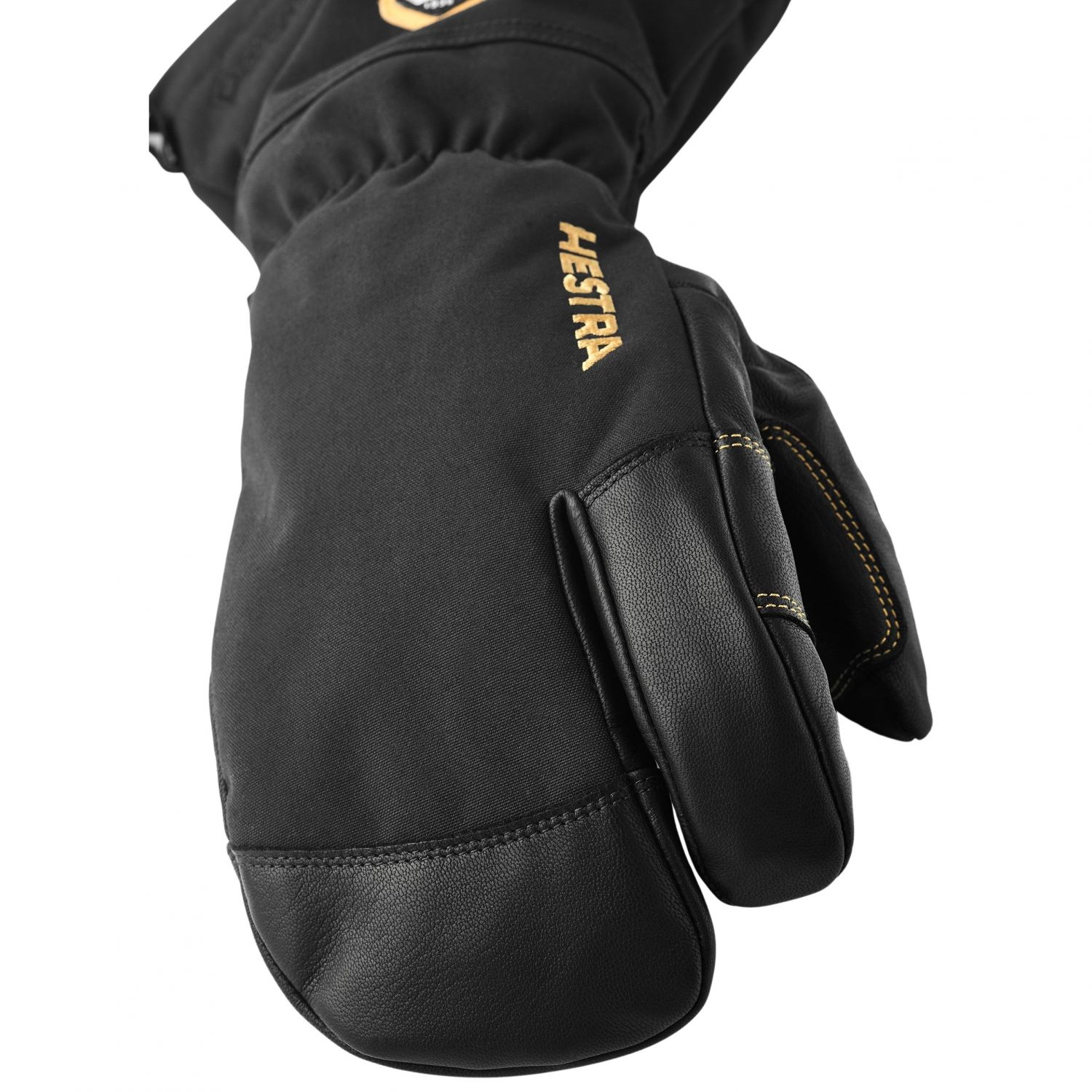 Hestra Army Leather Gore-Tex, 3 doigts gants de ski, noir