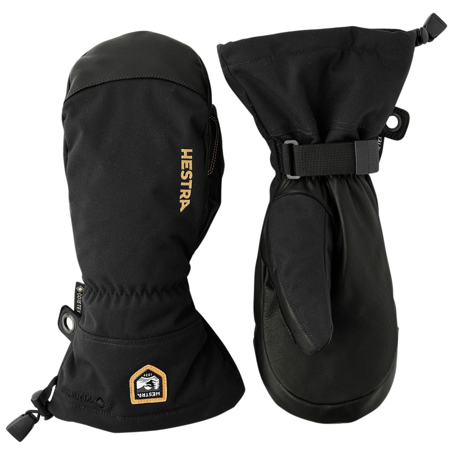 Hestra Army Leather Gore-Tex, ski mitten, black