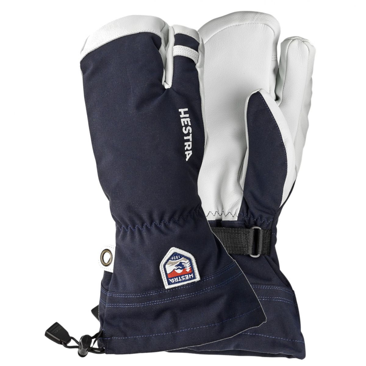 Hestra Army Leather Heli 3 finger, guanti da sci, blu navy