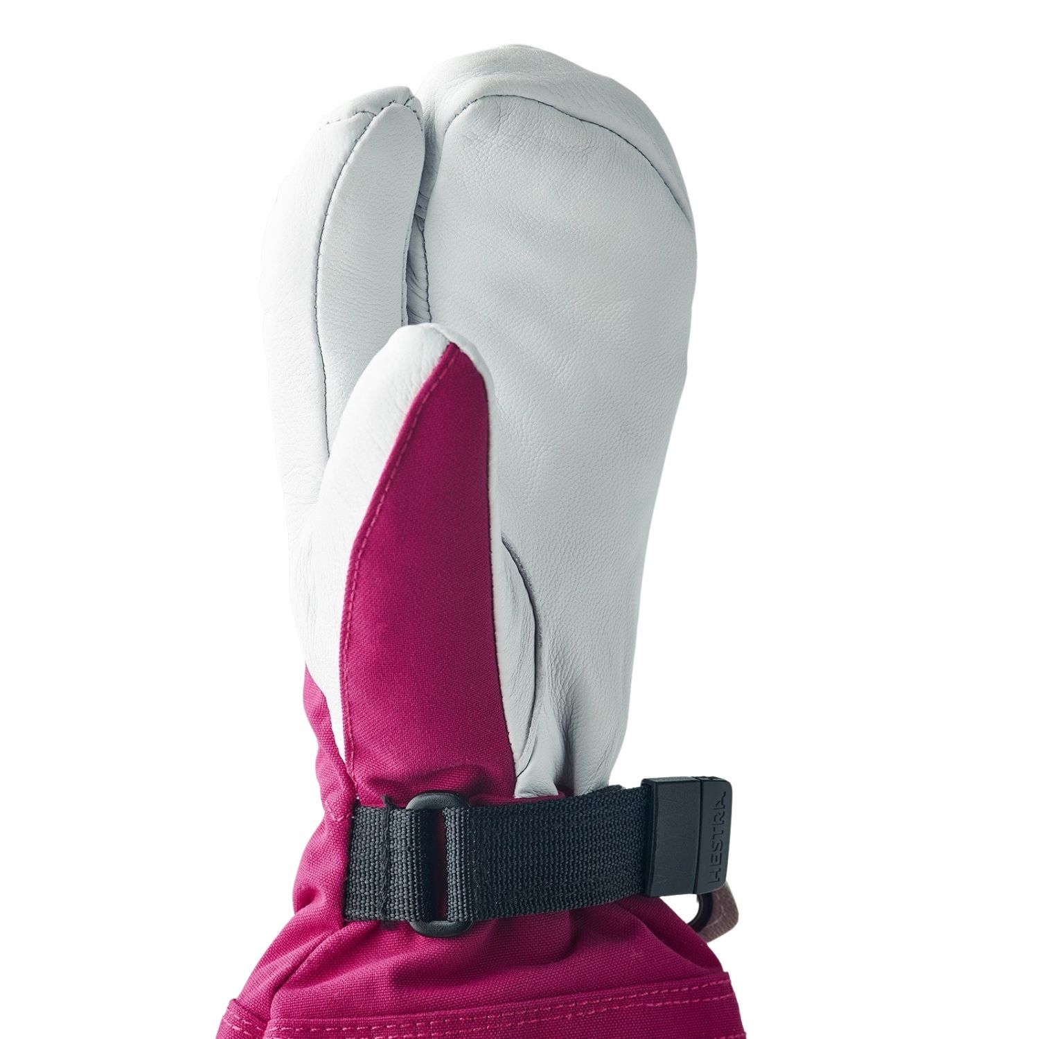 Hestra Army Leather Heli Ski, 3-finger ski gloves, junior, fuchsia