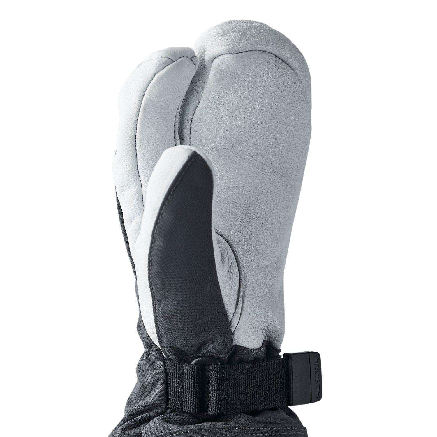Hestra Army Leather Heli Ski, 3-finger ski gloves, junior, grey