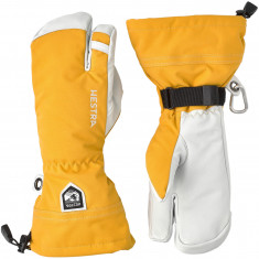 Hestra Army Leather Heli Ski, 3-finger ski gloves, mustard