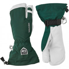 Hestra Army Leather Heli Ski, 3-finger Skihansker, Bottle green