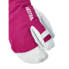 Hestra Army Leather Heli Ski, 3-prstové lyžiarske rukavice, junior, pink