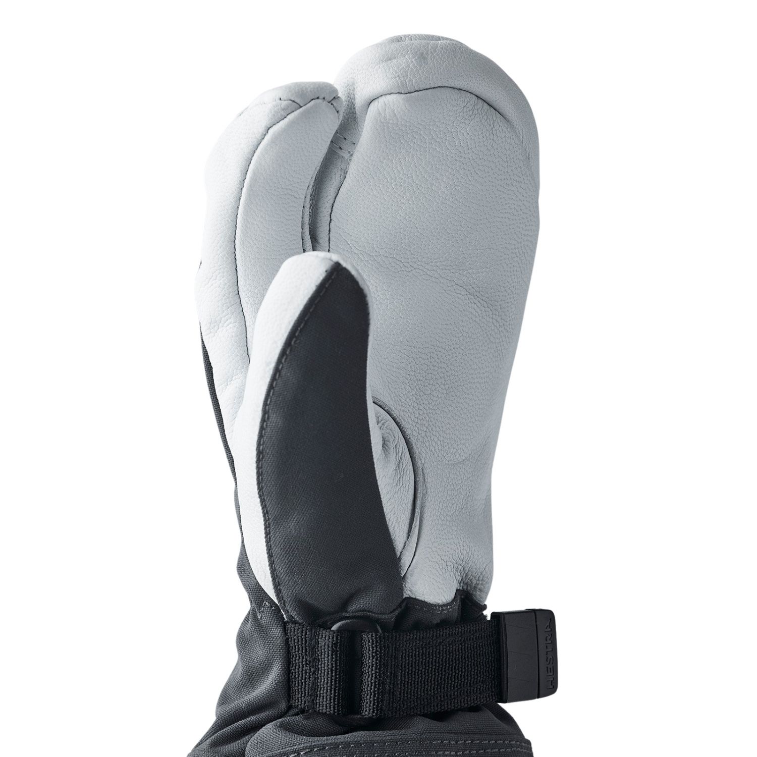 Hestra Army Leather Heli Ski, 3-prstové lyžiarske rukavice, junior, sivé