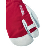 Hestra Army Leather Heli Ski, 3-prstové lyžiarske rukavice, pre juniorov, červená