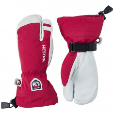 Hestra Army Leather Heli Ski, 3-vinger skihandschoenen, junior, rood