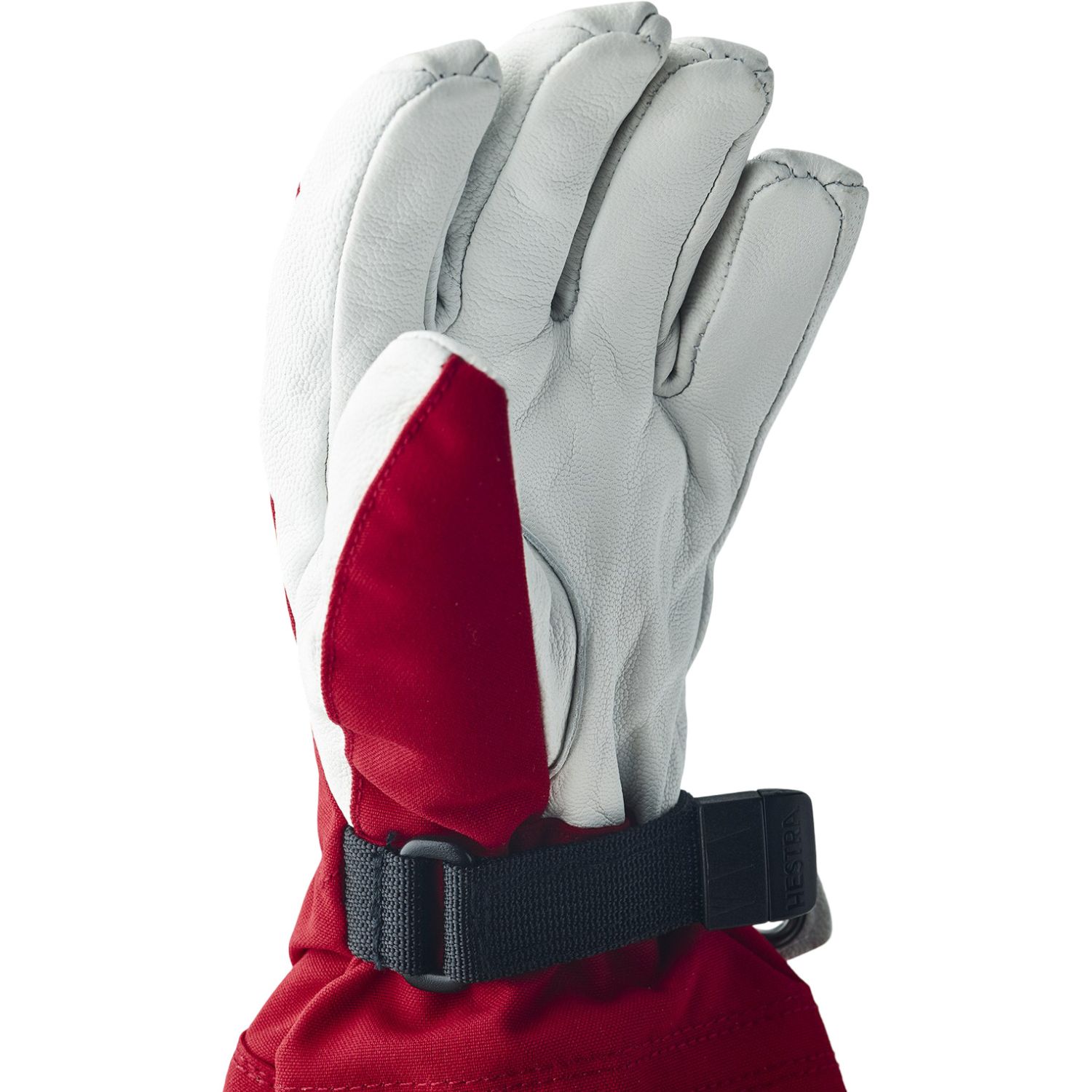 Hestra Army Leather Heli Ski Jr, ski gloves, junior, red