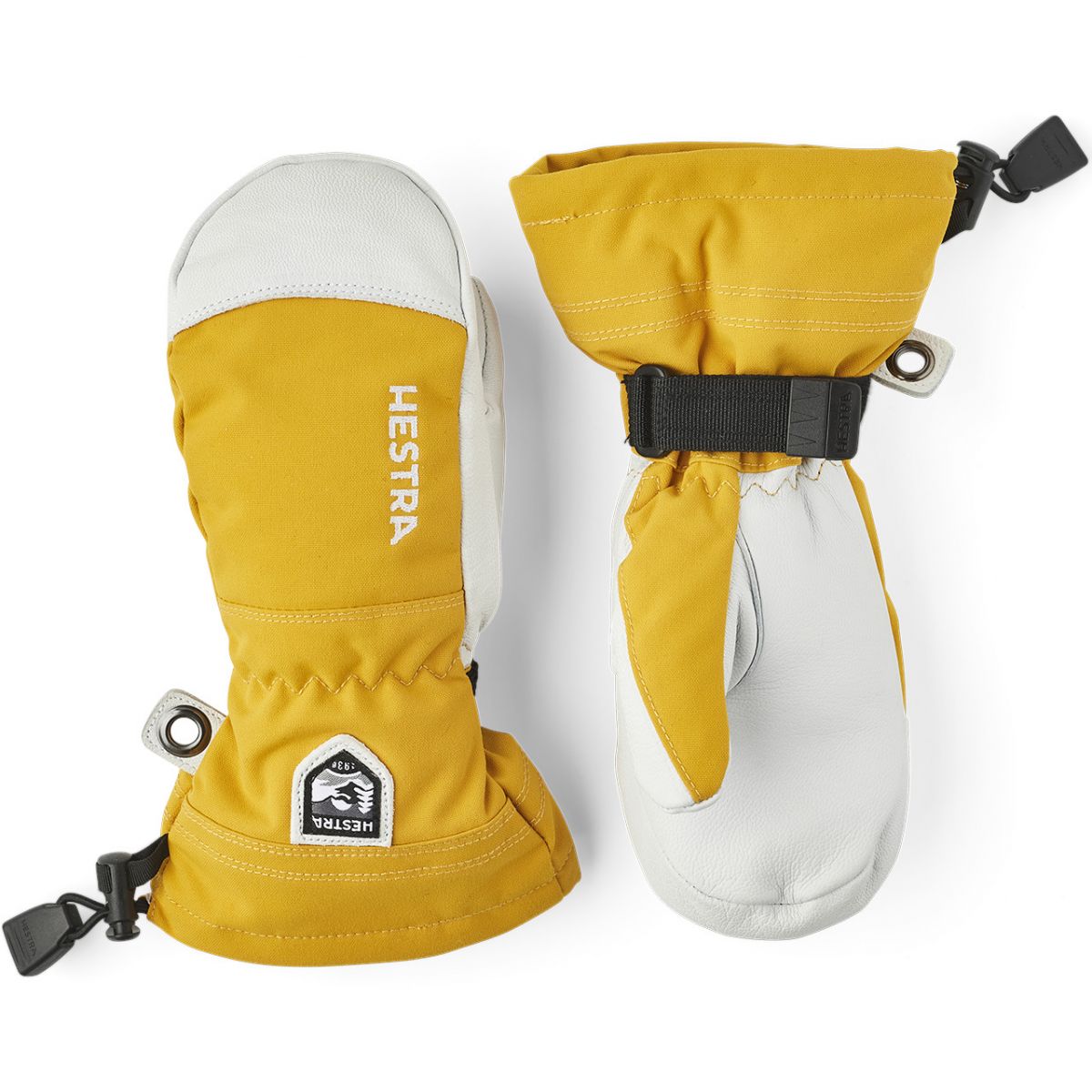 Hestra Army Leather Heli Ski Jr, ski mitt, junior, mustard