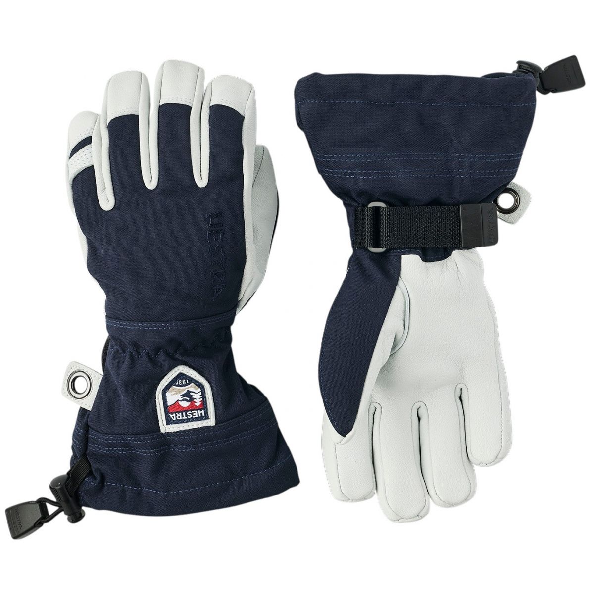 Hestra Army Leather Heli Ski, lyžiarske rukavice, juniorské, námornícke