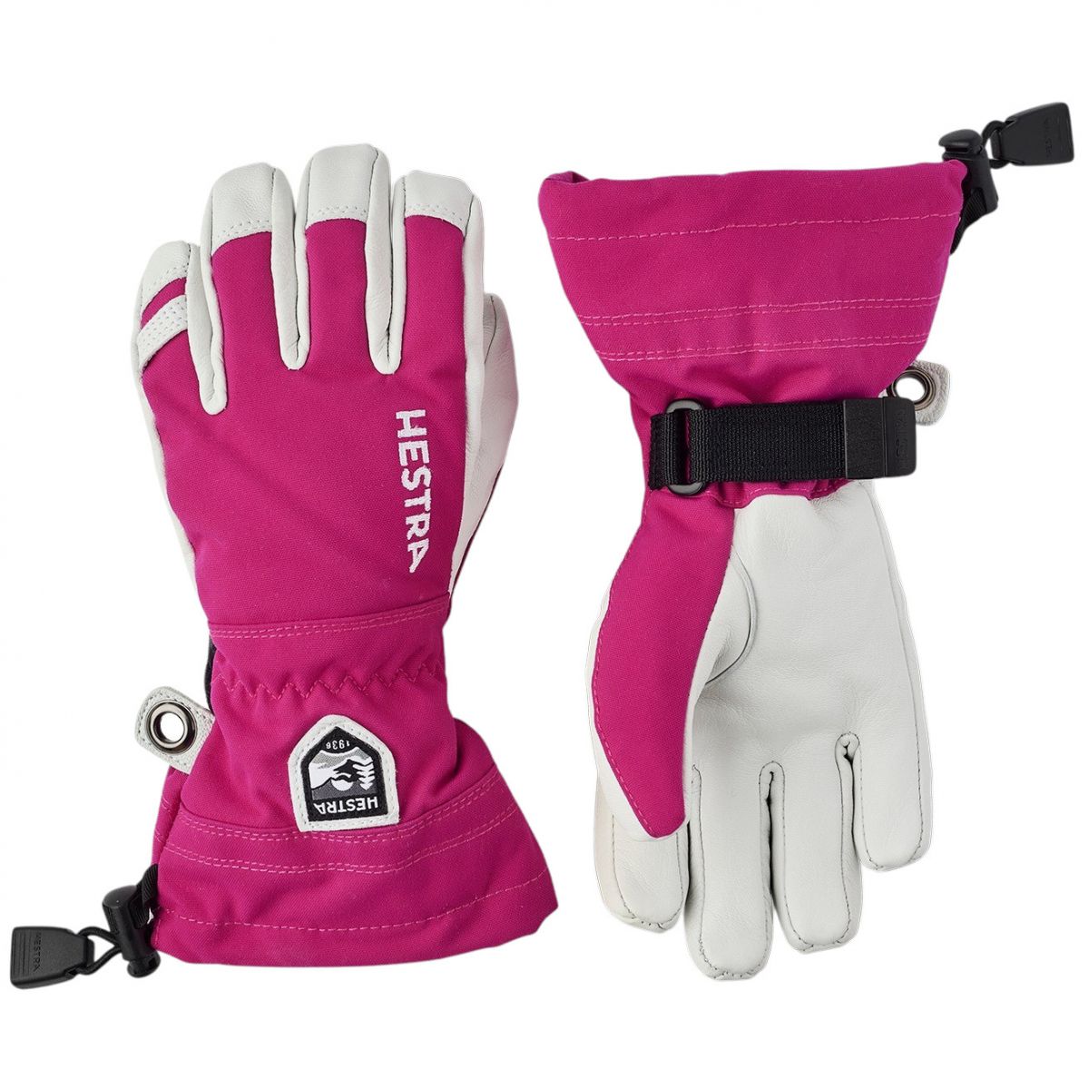 Hestra Army Leather Heli Ski, lyžiarske rukavice, juniorské, ružové