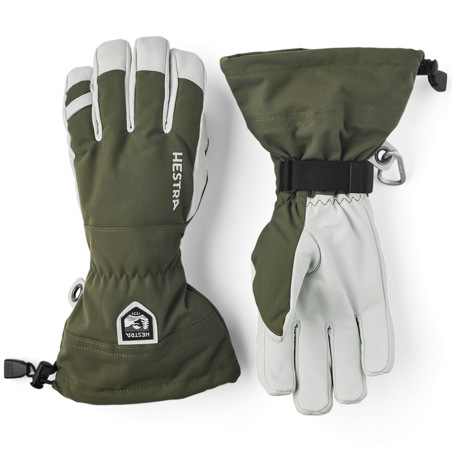 Hestra Army Leather Heli Ski, lyžiarske rukavice, zelené