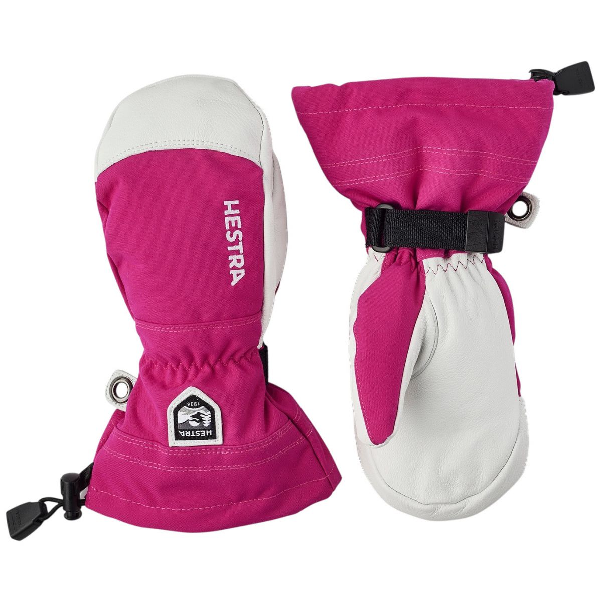 Hestra Army Leather Heli Ski, ski mitts, junior, fuchsia