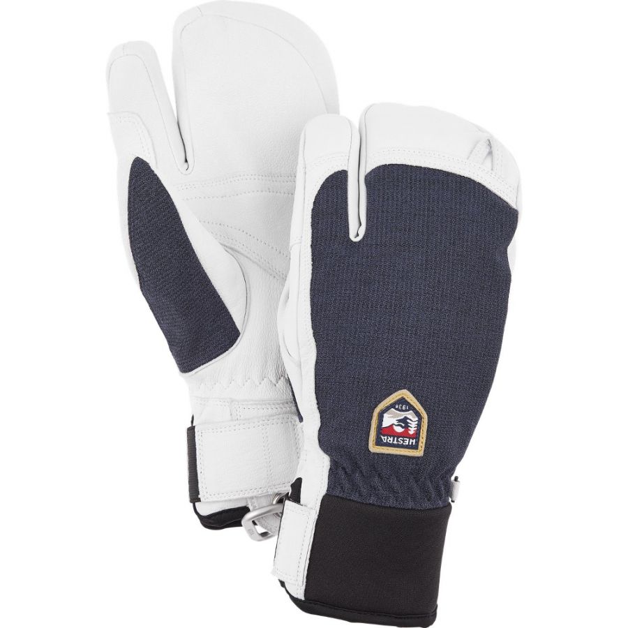 Hestra Army Leather Patrol 3-finger ski gloves, marin