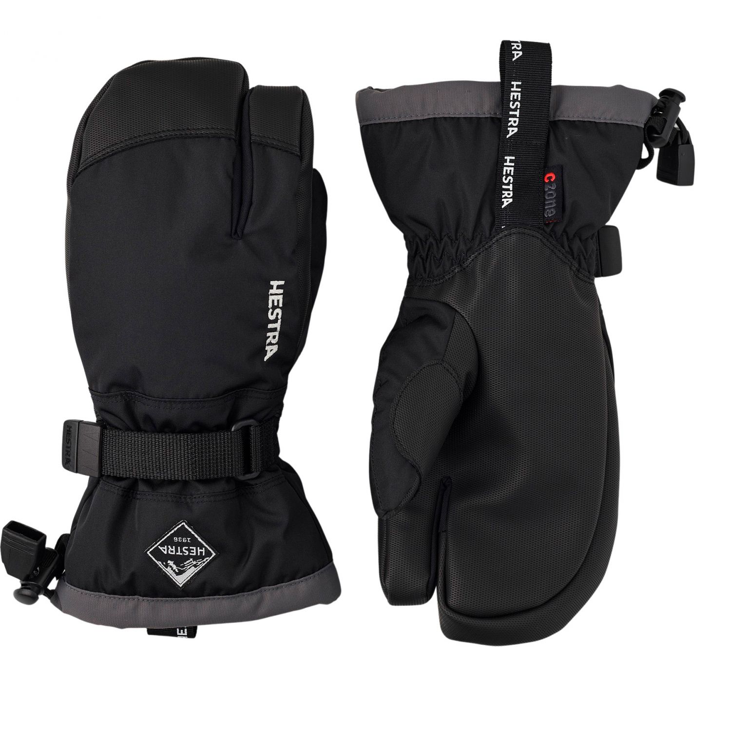 Hestra Gauntlet Guanti da sci a 3 dita, junior, nero